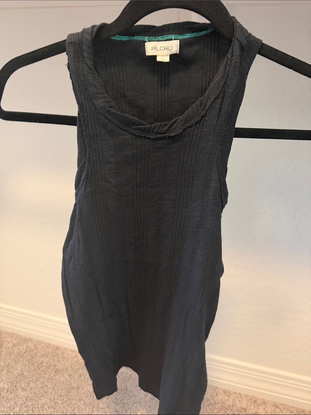 Pilcro Black Ribbed Tank Top